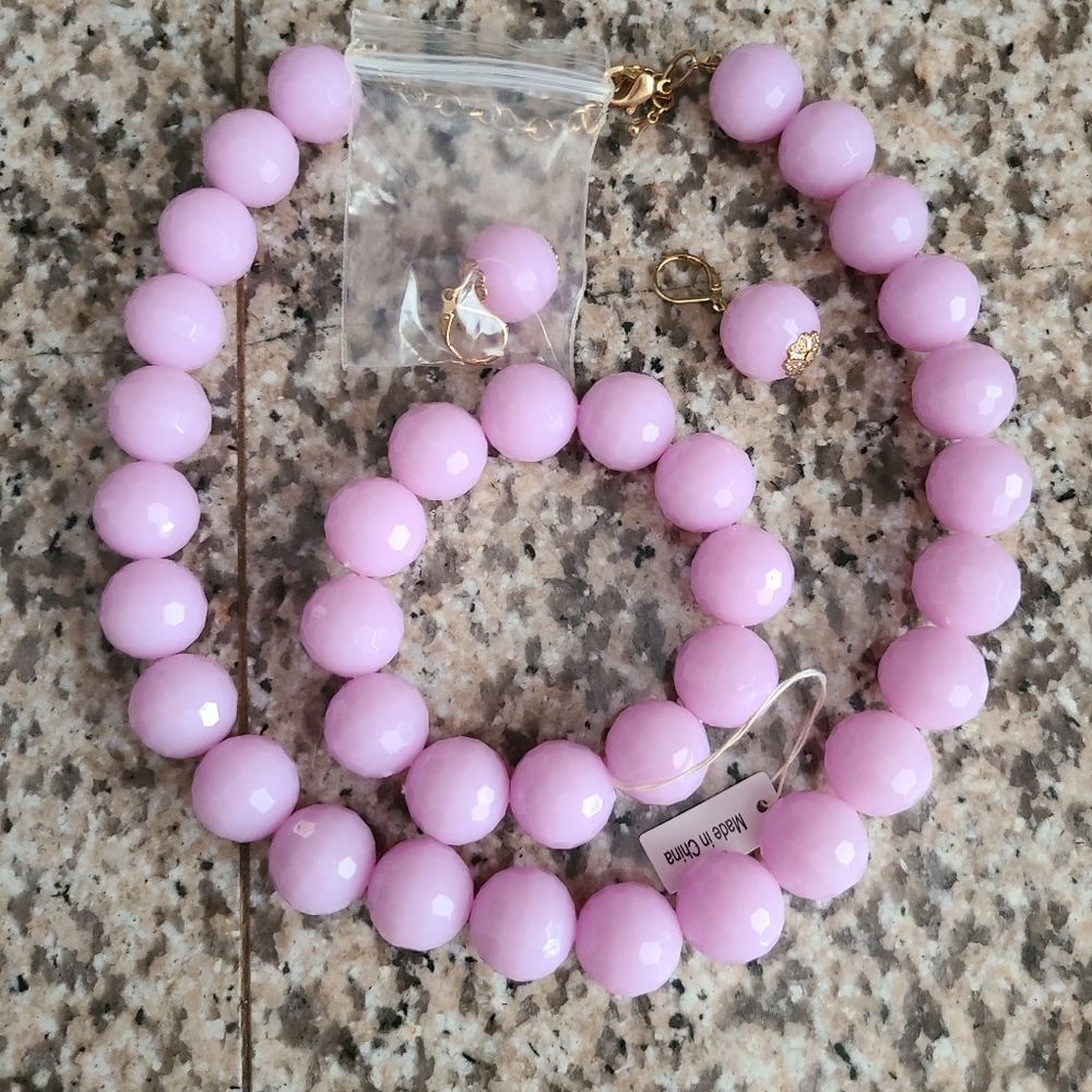 Lavender Vintage style bubble bead jewelry set